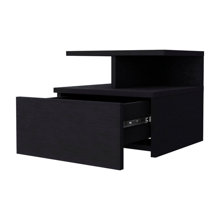 12" Black One Drawer Nightstand With Integrated Tech Image 6