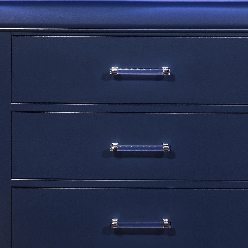 16" Blue Solid Wood Five Drawer Chest with LED Lighting Image 6