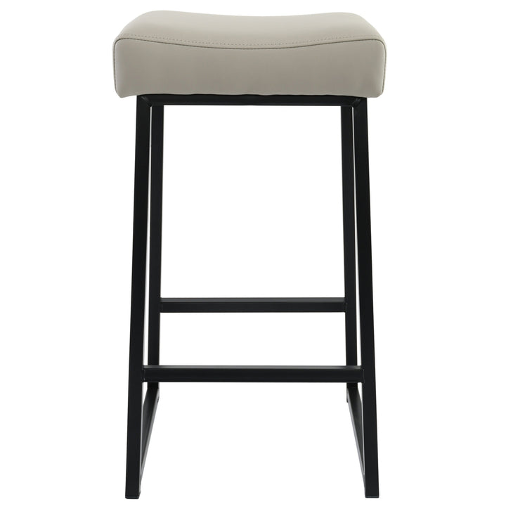 " Gray And Black Backless Bar Height Bar Chair Image 2