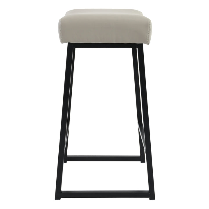 " Gray And Black Backless Bar Height Bar Chair Image 3