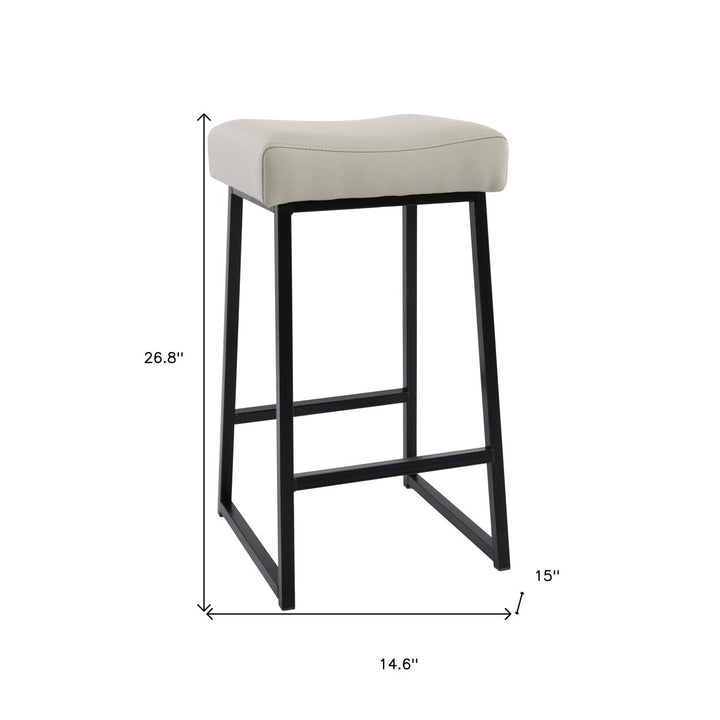 " Gray And Black Backless Bar Height Bar Chair Image 5