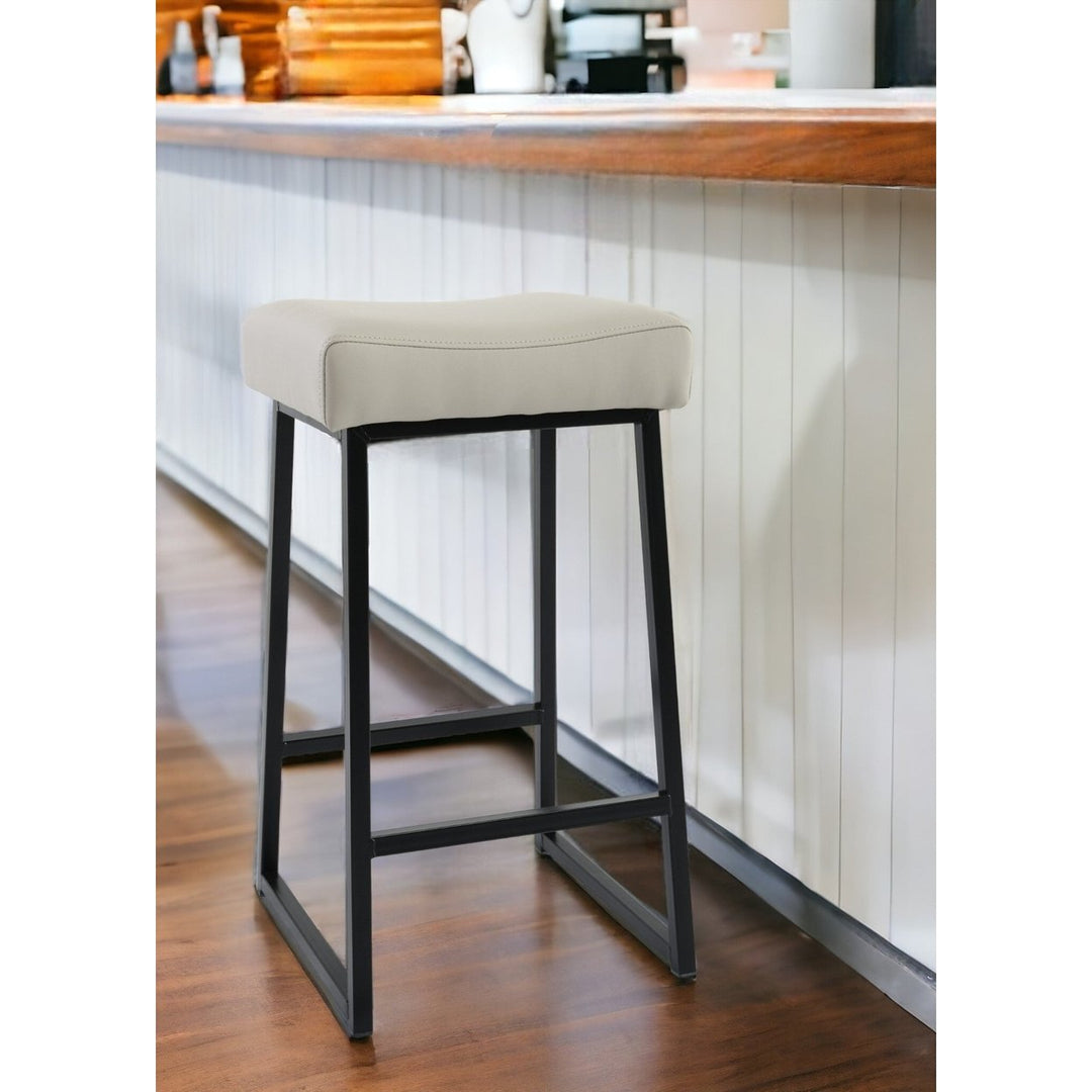 " Gray And Black Backless Bar Height Bar Chair Image 6