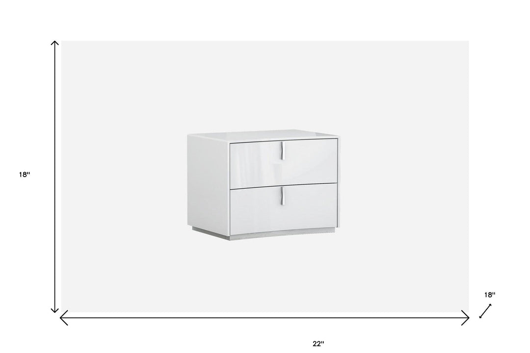 18" White Two Drawers Manufactured Wood Nightstand Image 5