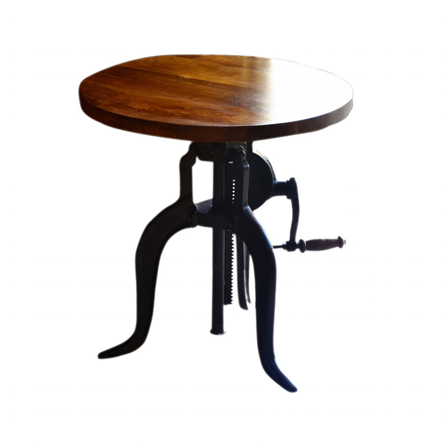 19" Black And Chestnut Solid Wood Round End Table Image 1