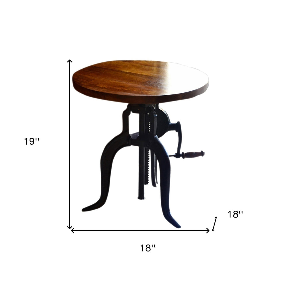 19" Black And Chestnut Solid Wood Round End Table Image 2