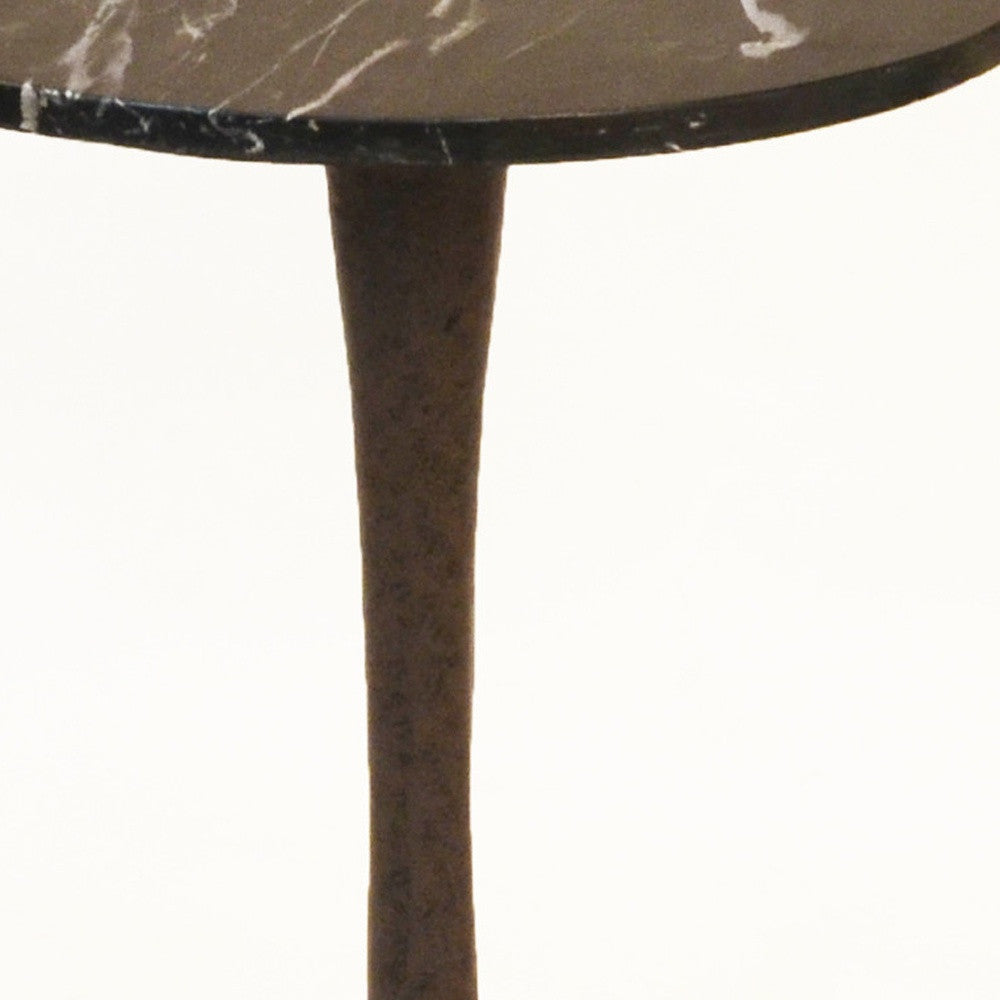 19" Black Marble Round End Table Image 3