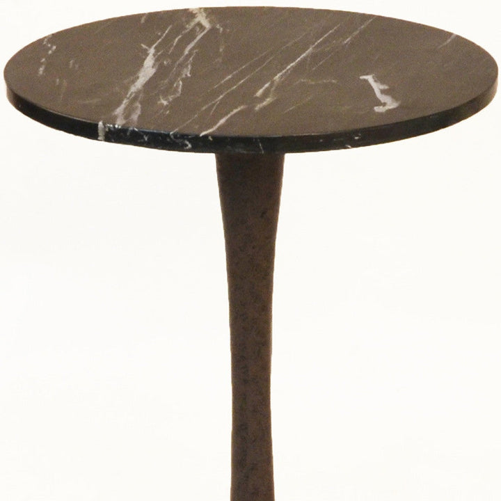 19" Black Marble Round End Table Image 4