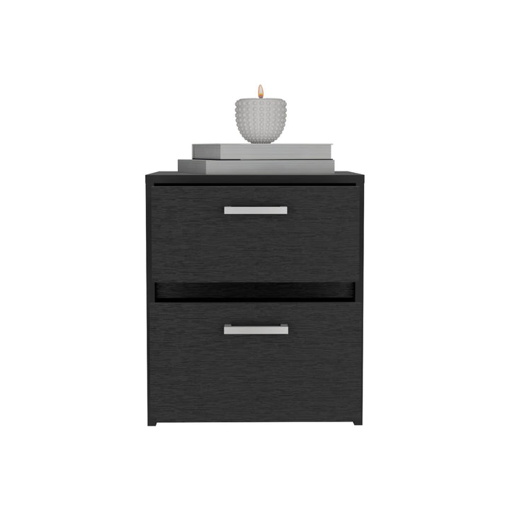 19" Black Two Drawer Nightstand Image 3