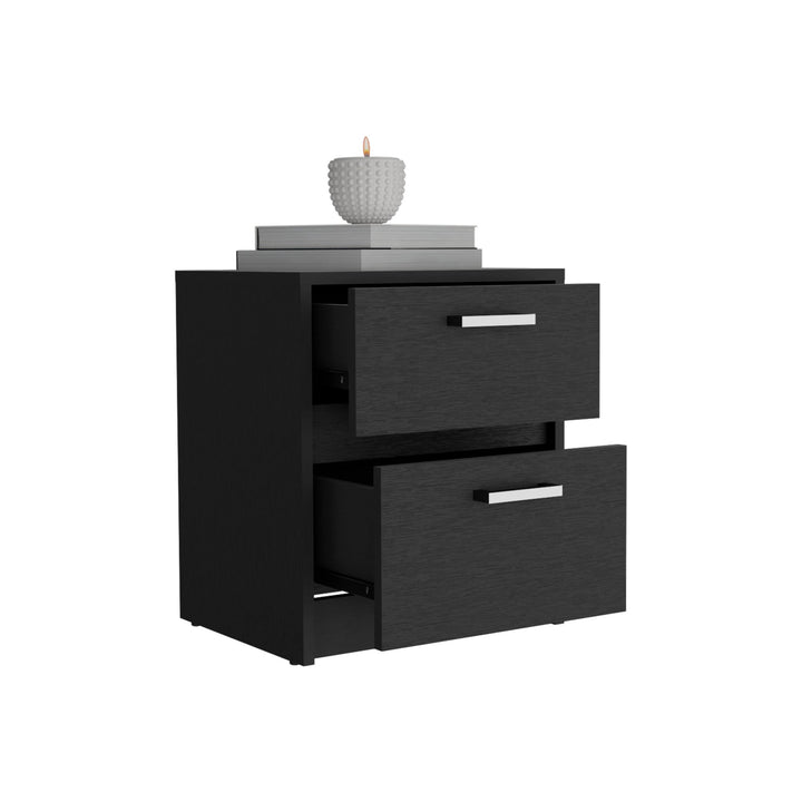 19" Black Two Drawer Nightstand Image 5