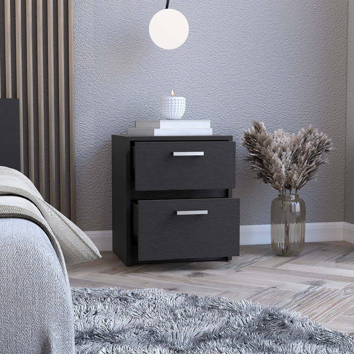 19" Black Two Drawer Nightstand Image 6