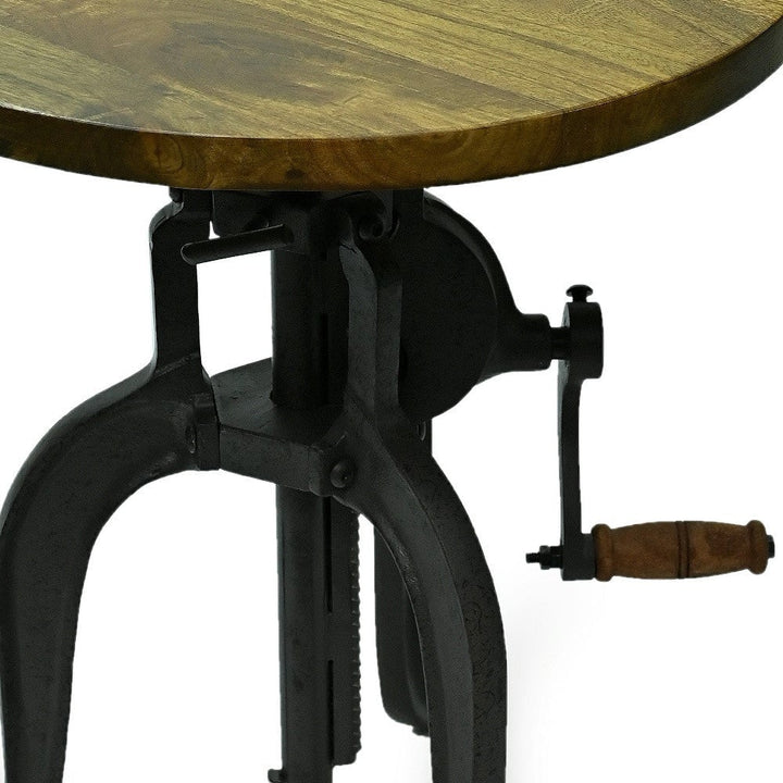 19" Industrial And Oak Solid Wood Round End Table Image 3