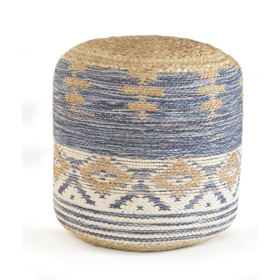 18" Blue Jute Ottoman Image 1