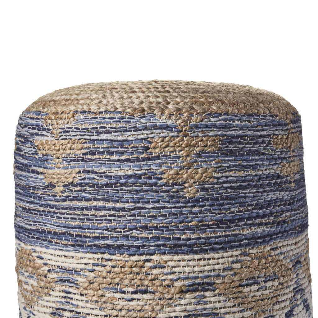 18" Blue Jute Ottoman Image 3