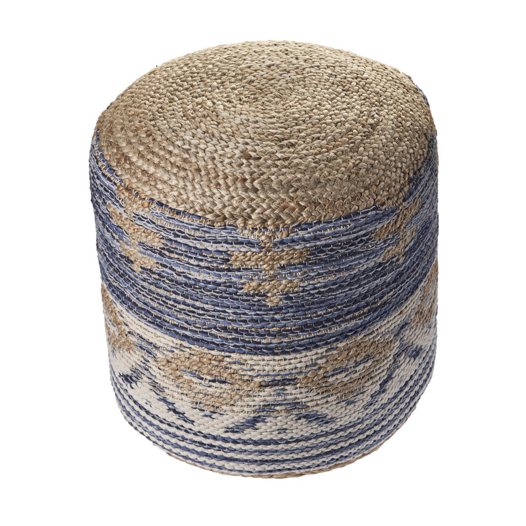 18" Blue Jute Ottoman Image 4