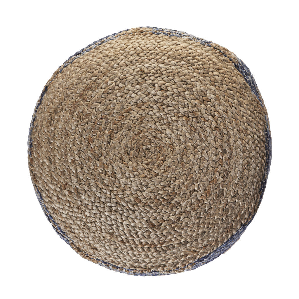 18" Blue Jute Ottoman Image 5