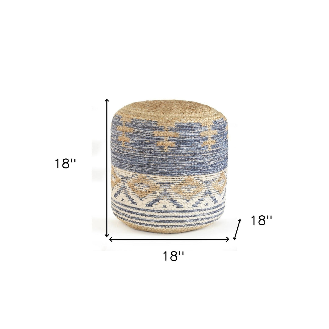 18" Blue Jute Ottoman Image 8