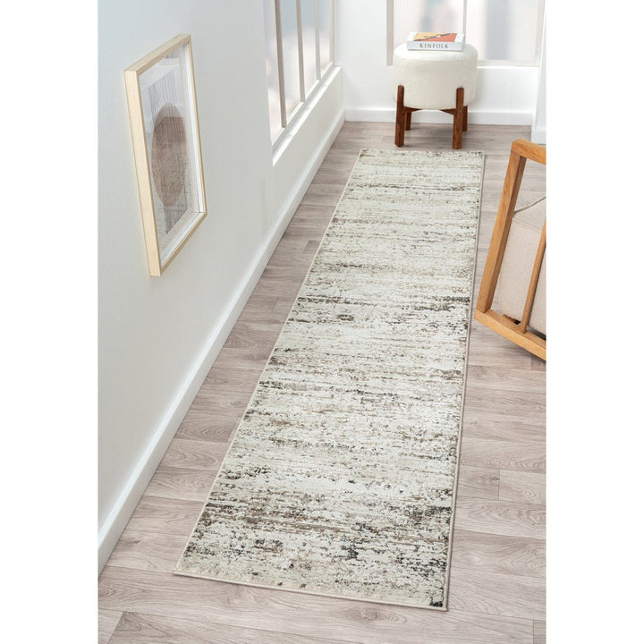 2 X 8 Beige Abstract Distressed Runner Rug Image 11