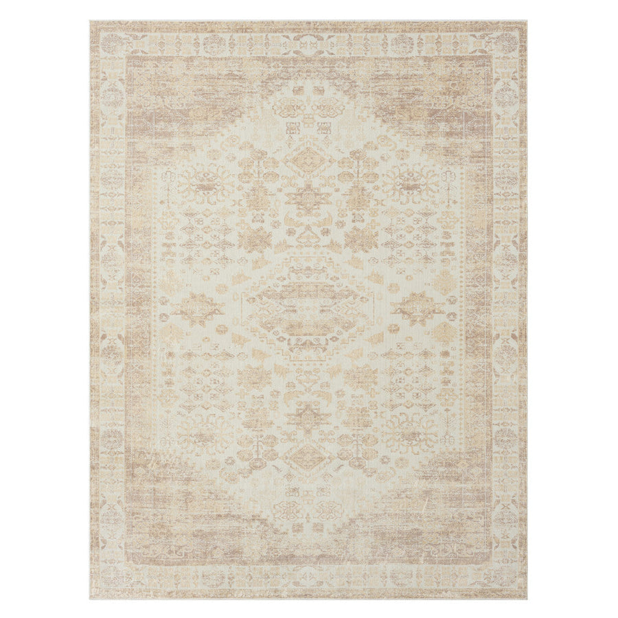 2 X 5 Beige Abstract Washable Non Skid Area Rug Image 1