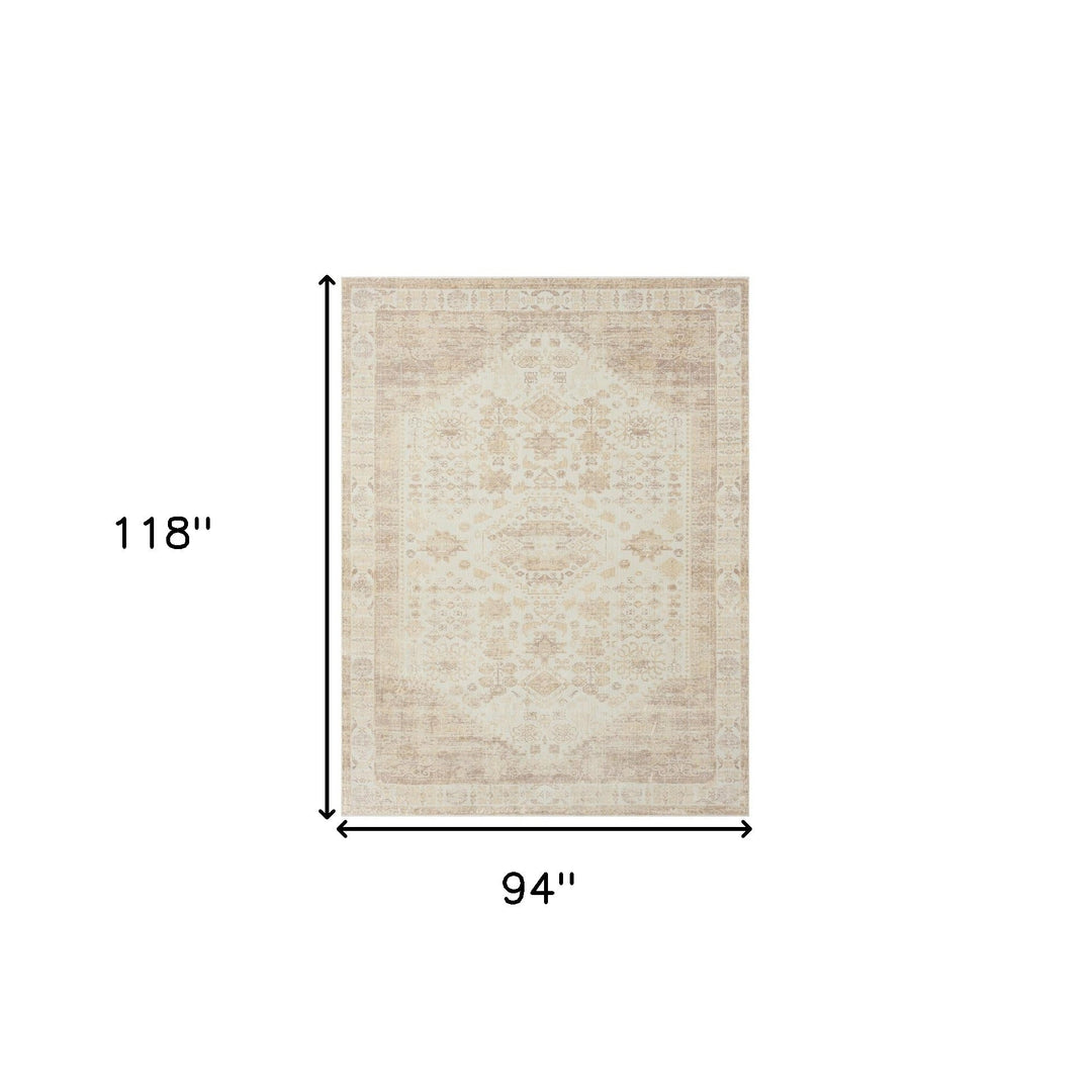 2 X 5 Beige Abstract Washable Non Skid Area Rug Image 5