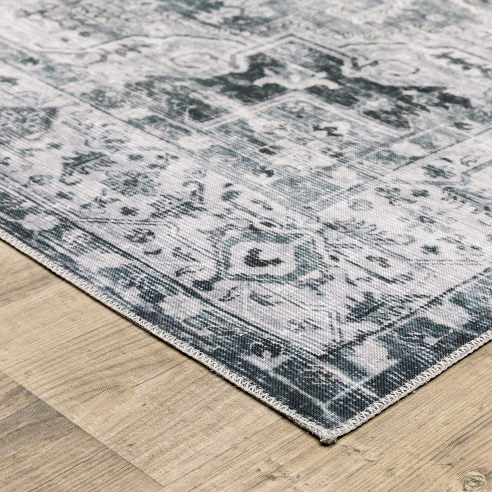 2 X 3 Gray And Ivory Oriental Printed Non Skid Area Rug Image 2