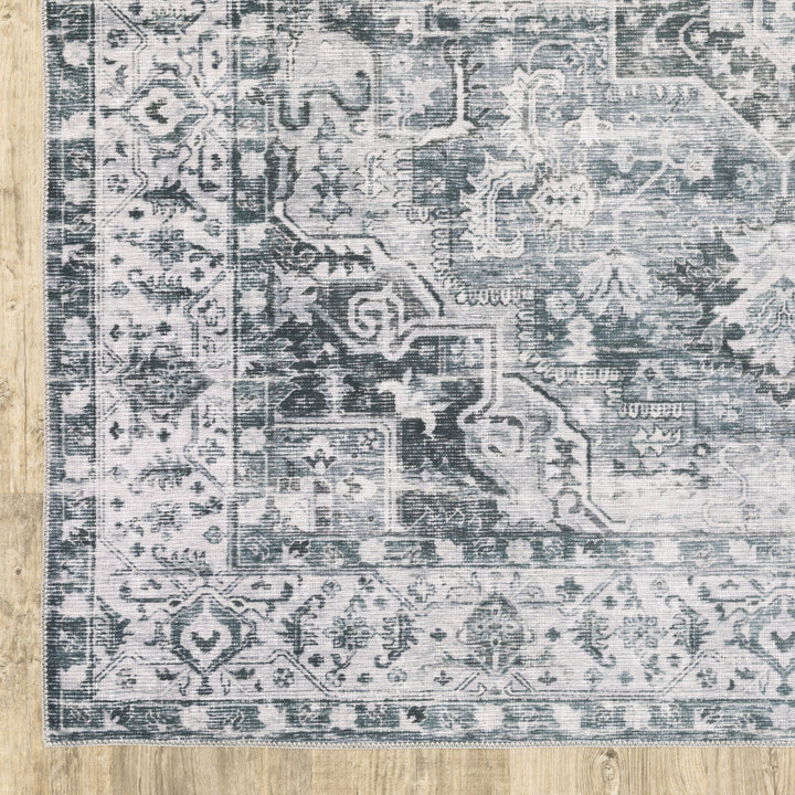 2 X 3 Gray And Ivory Oriental Printed Non Skid Area Rug Image 8