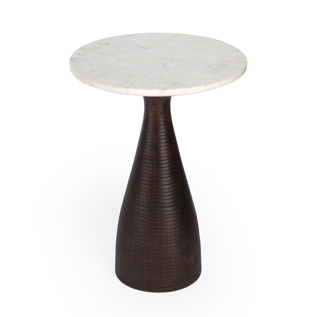 22" Brown Marble Round End Table Image 1