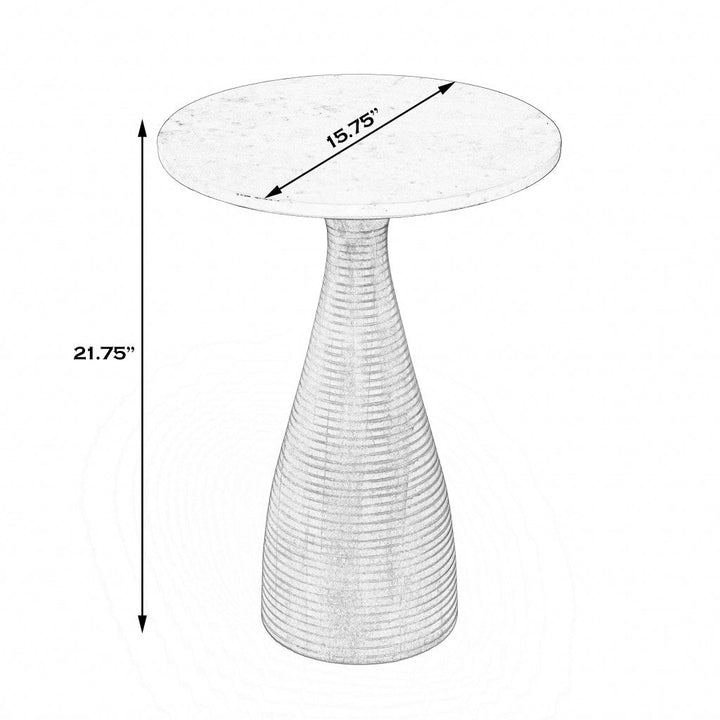 22" Brown Marble Round End Table Image 3