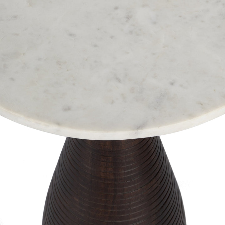 22" Brown Marble Round End Table Image 6