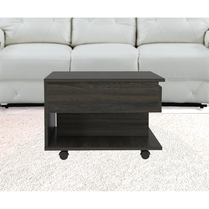 22" Carbon Espresso Manufactured Wood Rectangular Coffee Table With Drawer Image 4