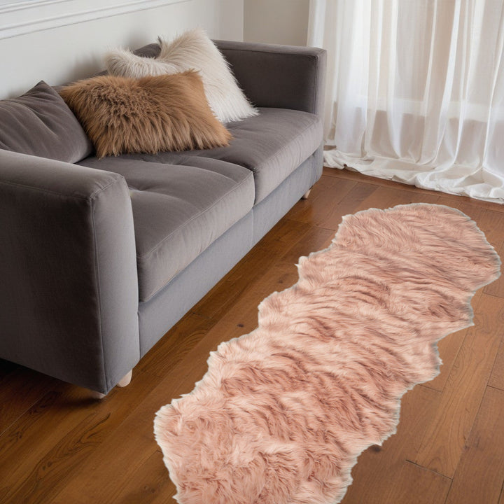 2 X 6 Dusty Rose Faux faux Washable Non Skid Area Rug Image 6