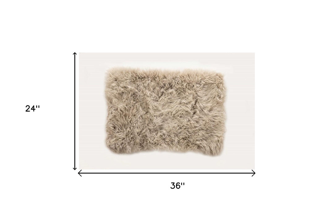 2 x 3 Taupe Sheepskin Area Rug Image 7