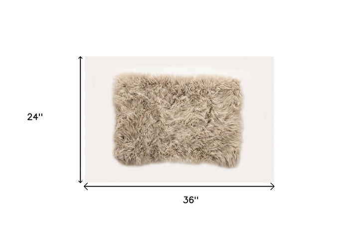 2 x 3 Taupe Sheepskin Area Rug Image 7