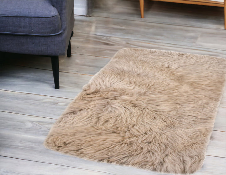 2 x 3 Taupe Sheepskin Area Rug Image 10