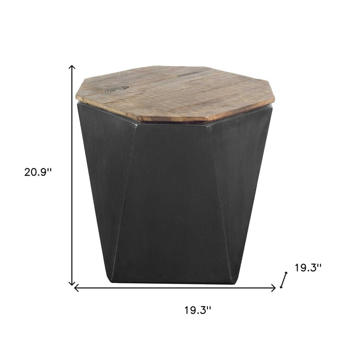 21" Black Solid Wood End Table Image 5