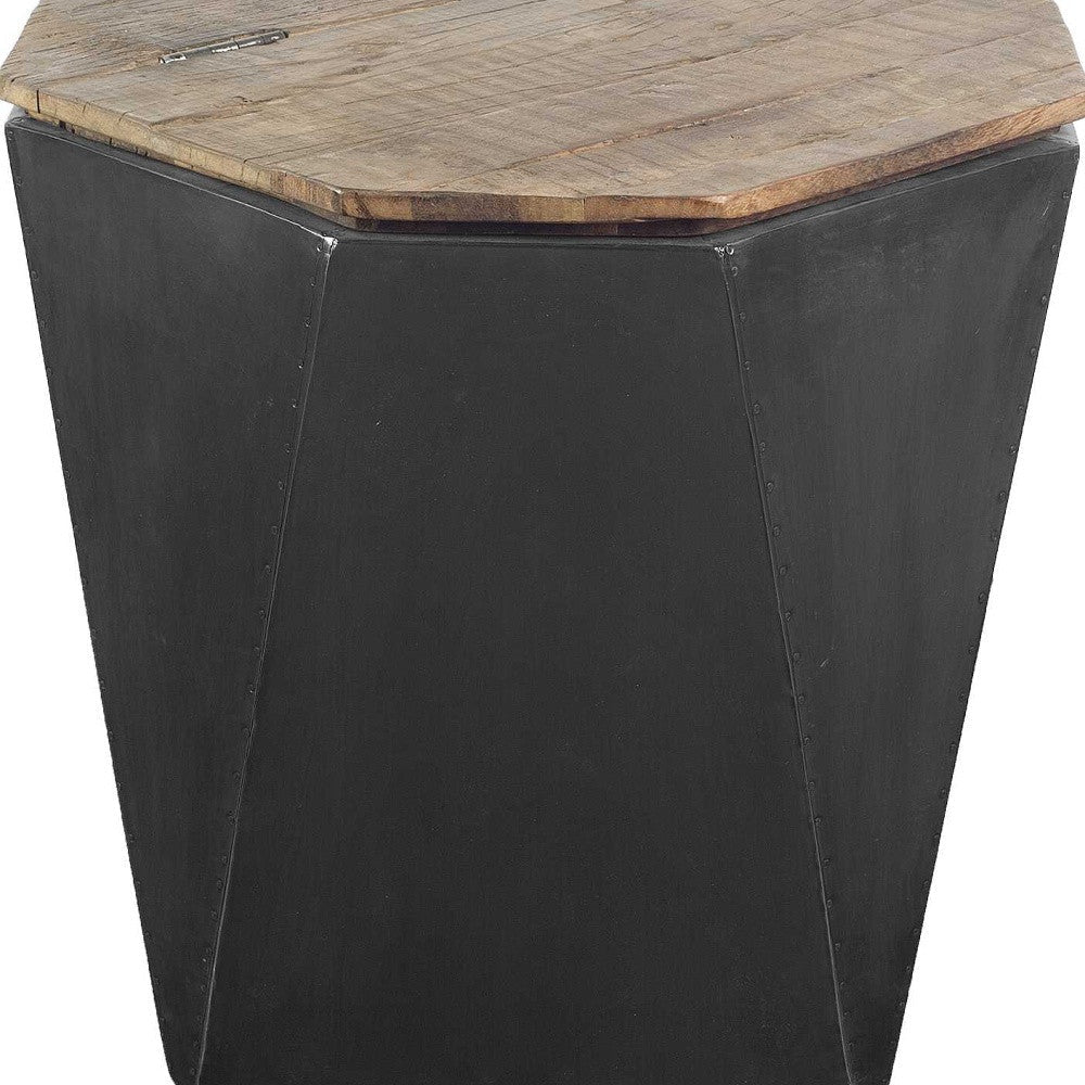 21" Black Solid Wood End Table Image 7