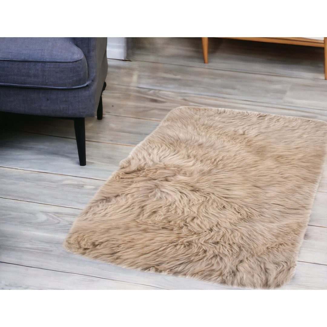 2 x 3 Taupe Sheepskin Area Rug Image 11