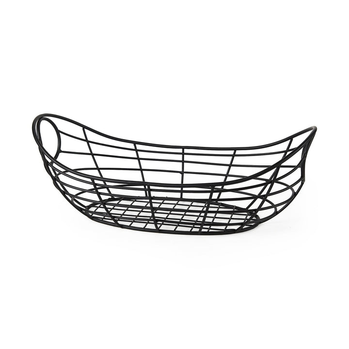 22" Black Metal Oval Storage Basket Image 1