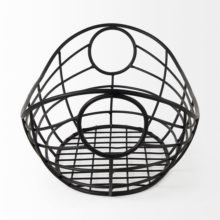 22" Black Metal Oval Storage Basket Image 3