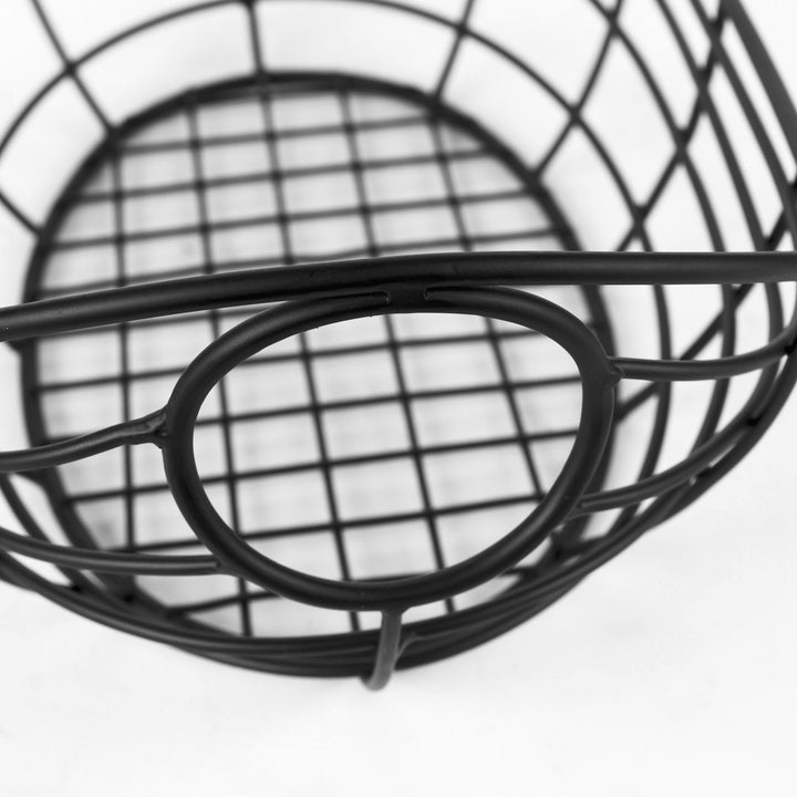 22" Black Metal Oval Storage Basket Image 5