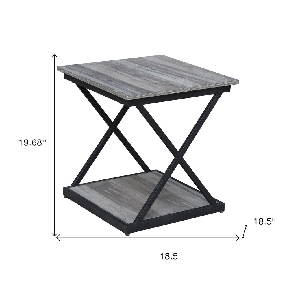 20" Black And Brown Manufactured Wood Square End Table Image 2