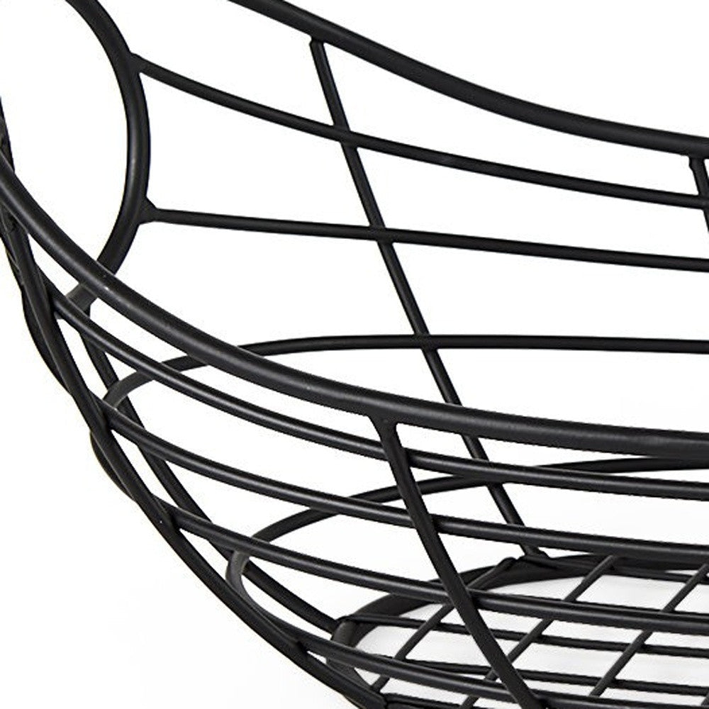 22" Black Metal Oval Storage Basket Image 8