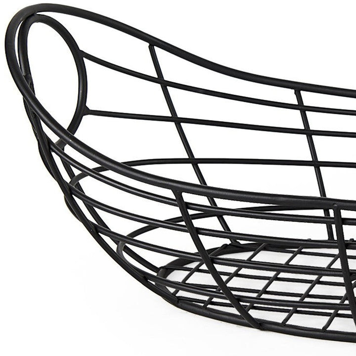 22" Black Metal Oval Storage Basket Image 9