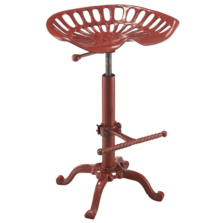 23" Red Iron Backless Adjustable Height Bar Chair Image 1