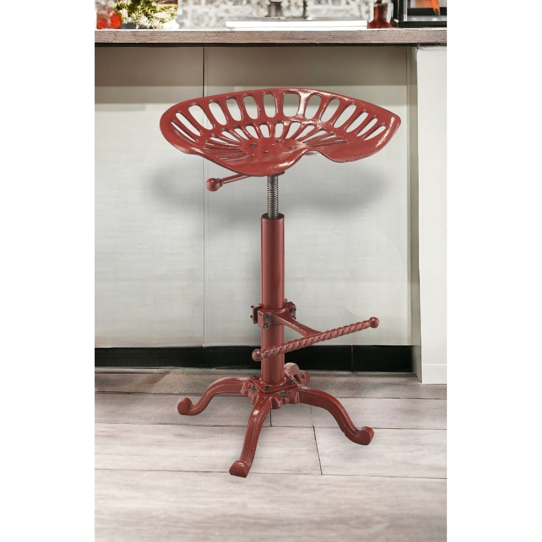 23" Red Iron Backless Adjustable Height Bar Chair Image 5