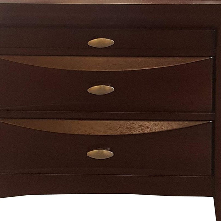 25" Espresso Three Drawers Solid Wood Nightstand Image 6