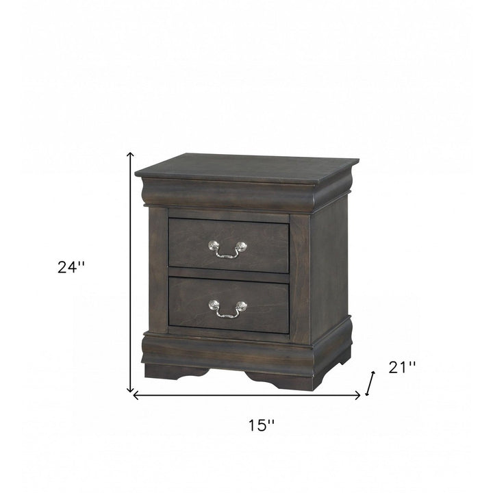 24" Platinum Two Drawers Nightstand Image 9