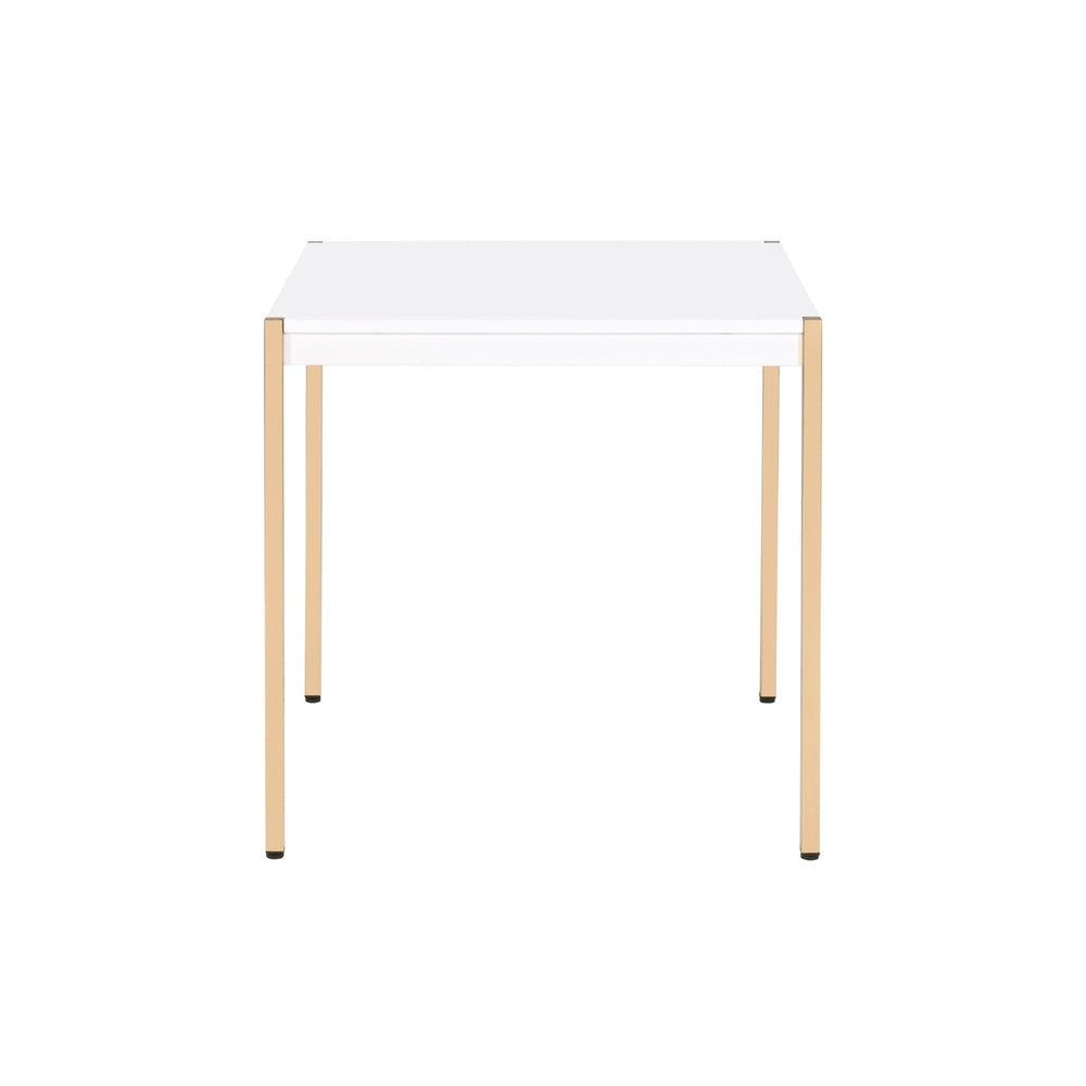 24" Gold And White Manufactured Wood Square End Table Image 2