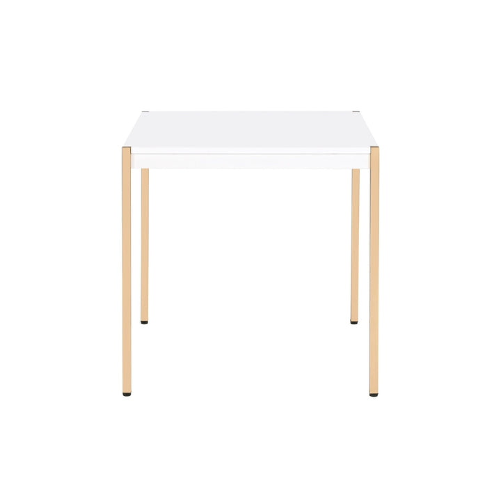 24" Gold And White Manufactured Wood Square End Table Image 2