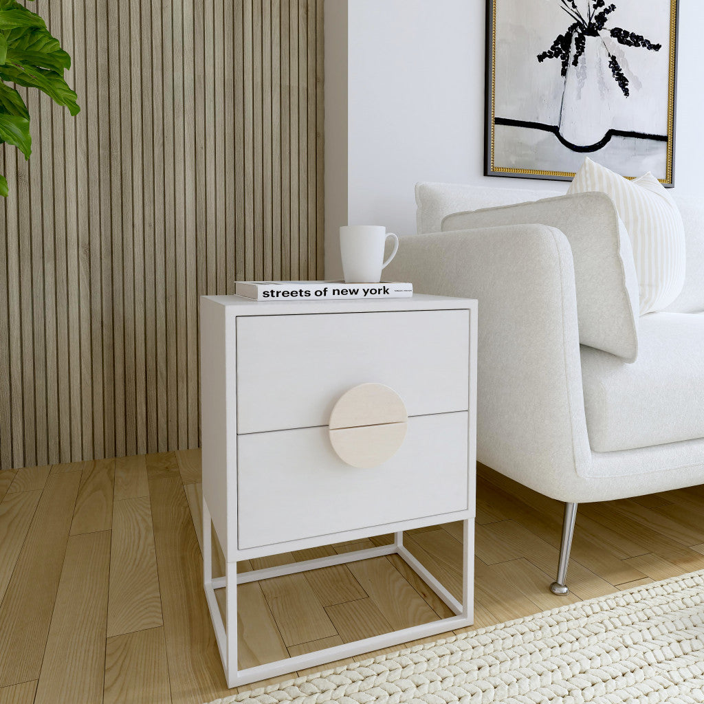 24" Off White Two Drawer Nightstand Image 3