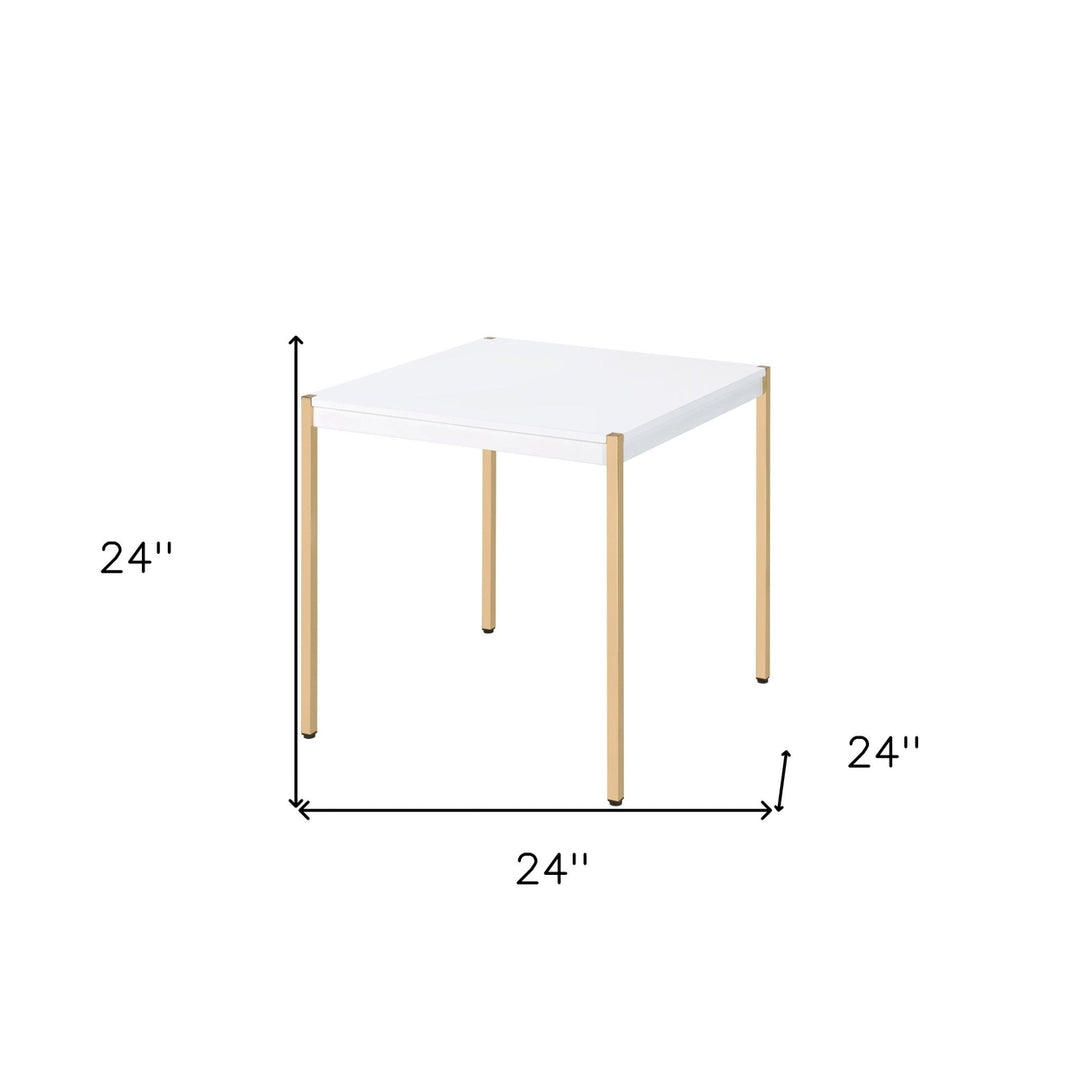 24" Gold And White Manufactured Wood Square End Table Image 5